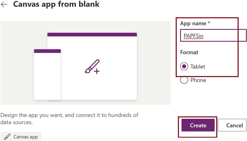 Canvas app from blank